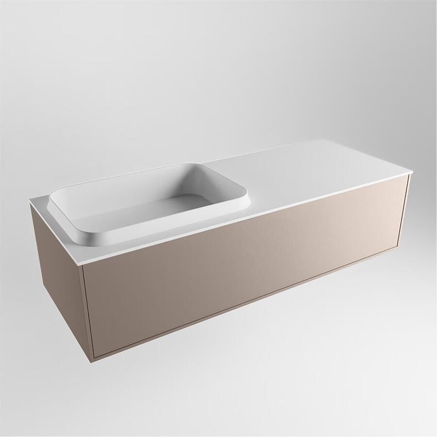 Mondiaz ERIN 120cm badmeubelset onderkast kleur Smoke met 1 lade Wastafel RIDGE links zonder kraangaten kleur Talc ERIN10176 - Foto 3