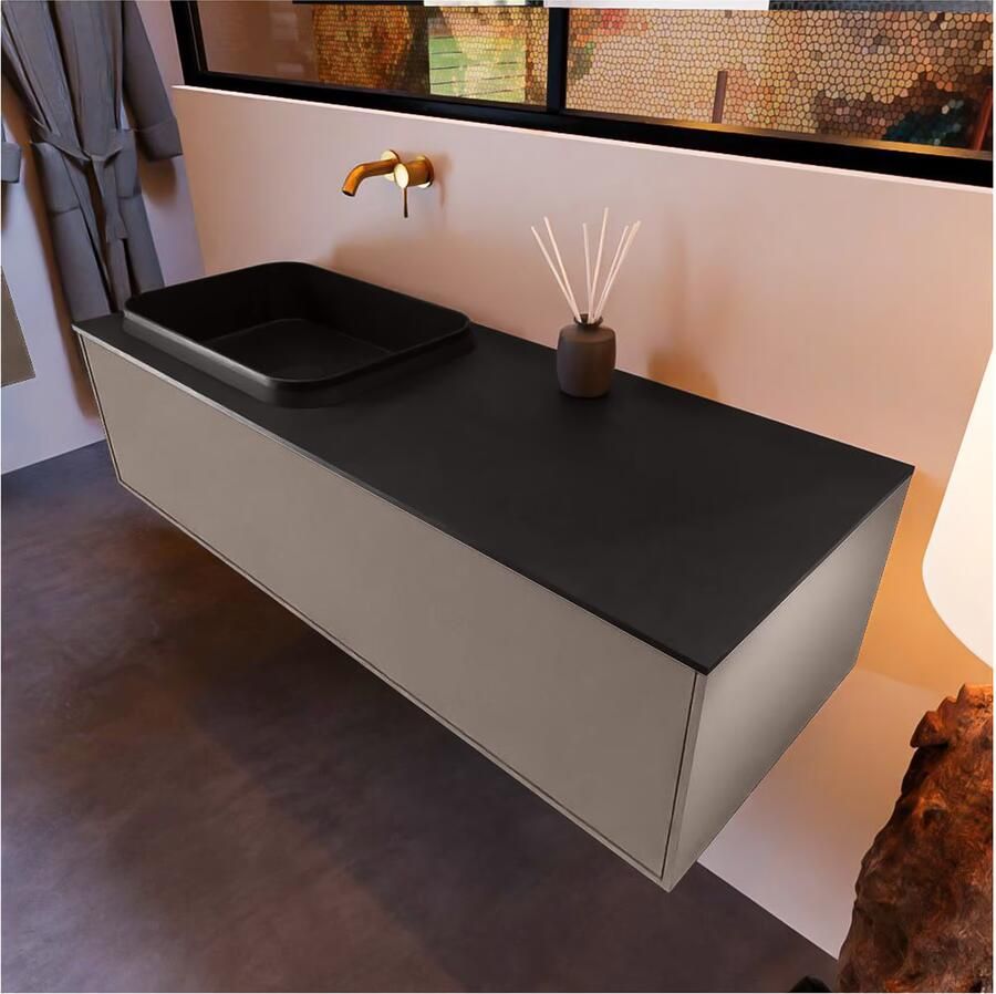Mondiaz ERIN 120cm badmeubel onderkast kleur Smoke met 1 lade wastafel links zonder kraangaten kleur urban - Foto 3