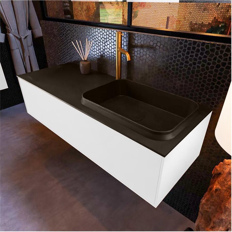 Mondiaz ERIN 120cm badmeubel onderkast kleur talc met 1 lade wastafel rechts 1 kraangat kleur Urban