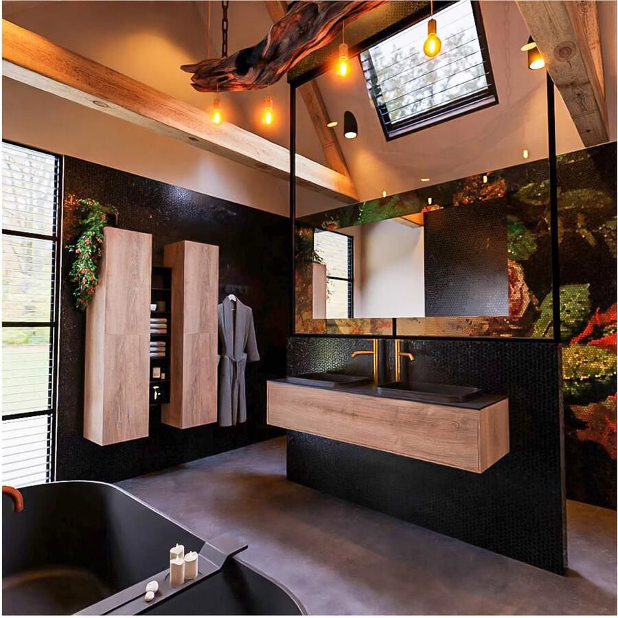 Mondiaz ERIN 150cm badmeubel onderkast washed oak met 1 lade wastafel dubbel 2 kraangaten kleur urban - Foto 3