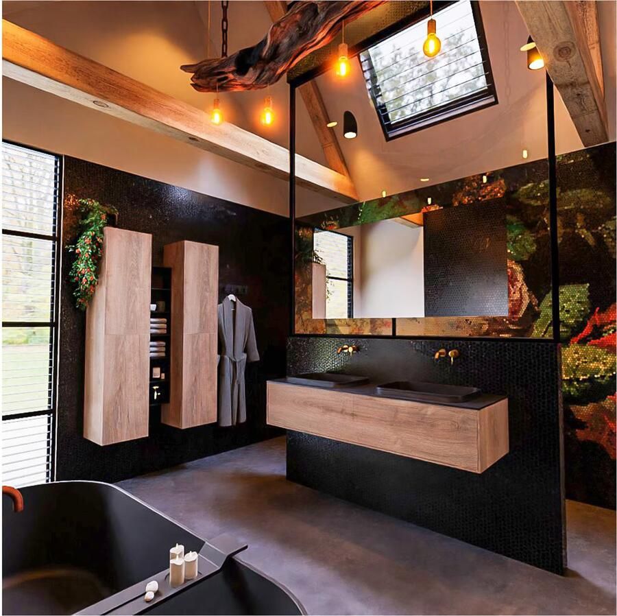 Mondiaz ERIN 150cm badmeubel onderkast washed oak met 1 lade wastafel dubbel zonder kraangaten kleur urban - Foto 3