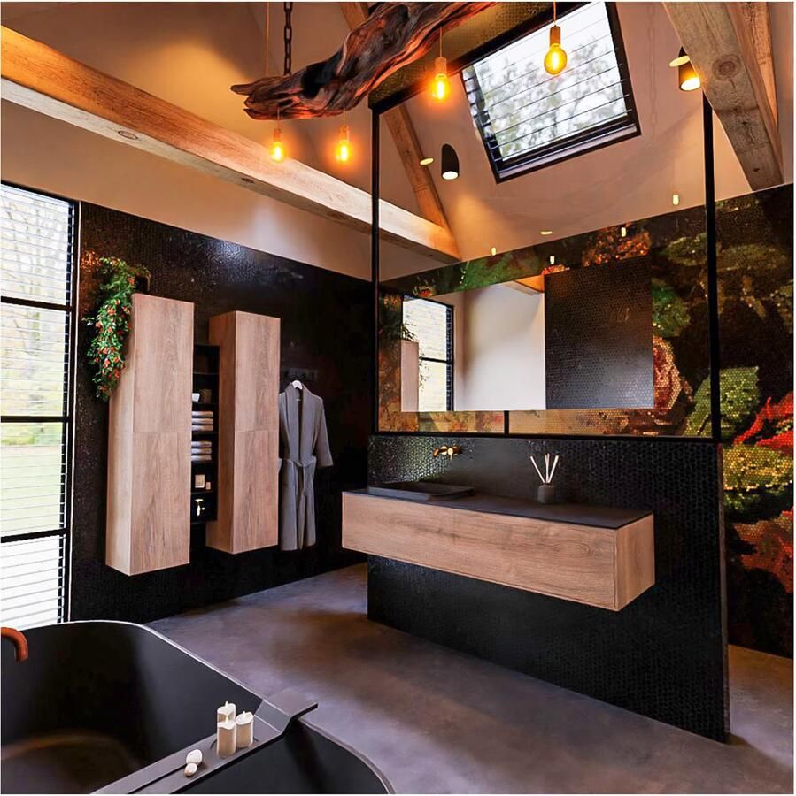 Mondiaz ERIN 150cm badmeubel onderkast washed oak met 1 lade wastafel links zonder kraangaten kleur urban - Foto 3