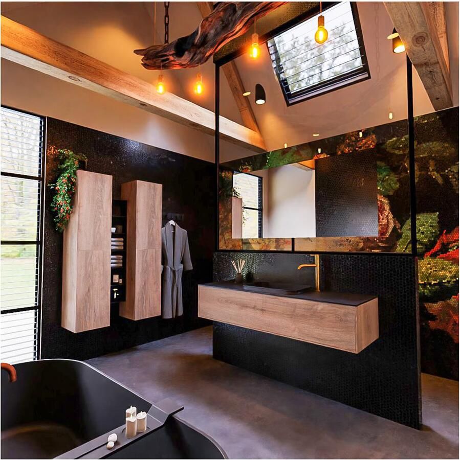 Mondiaz ERIN 150cm badmeubel onderkast washed oak met 1 lade wastafel midden 1 kraangat kleur urban - Foto 3