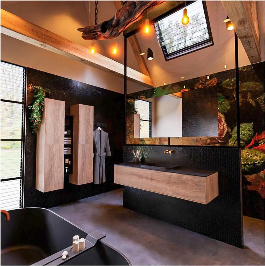 Mondiaz ERIN 150cm badmeubel onderkast washed oak met 1 lade wastafel midden zonder kraangaten kleur urban - Foto 3