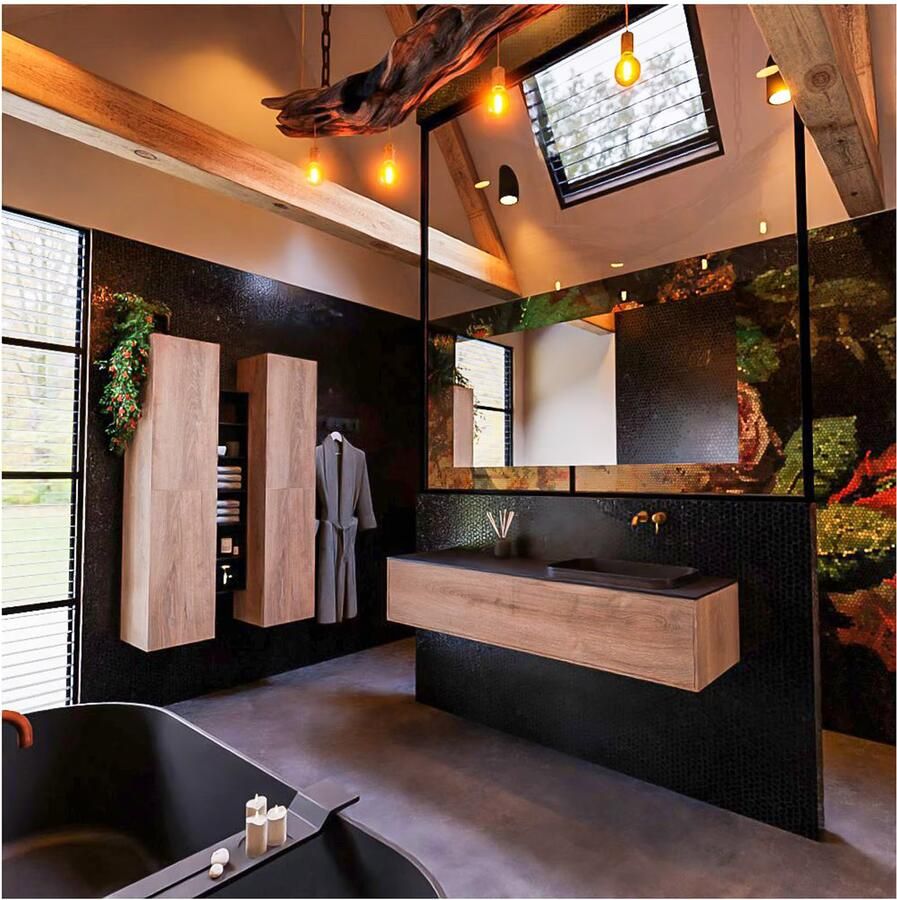 Mondiaz ERIN 150cm badmeubel onderkast washed oak met 1 lade wastafel rechts zonder kraangaten kleur urban - Foto 3