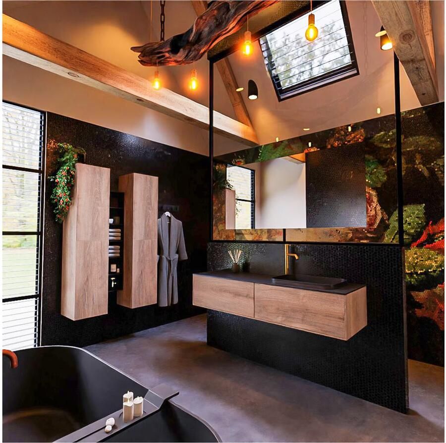 Mondiaz ERIN 150cm badmeubel onderkast washed oak met 2 lades wastafel rechts 1 kraangat kleur urban - Foto 3