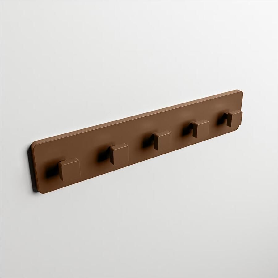 Mondiaz Handdoek haak Easy | Wandmontage | 45 cm | 5 haaks | Rust