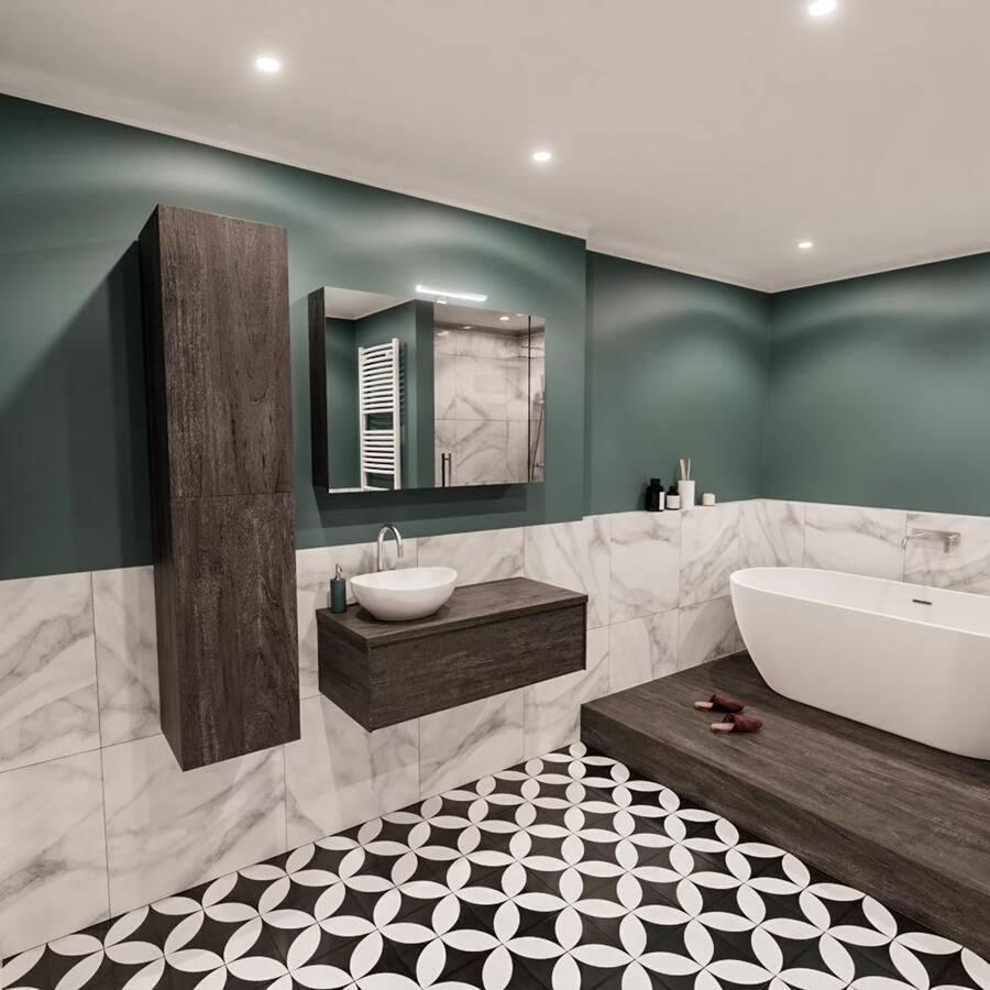 Zaro Lush onderkast met topblad 100cm in kleur DARK BROWN met 1 lades Push tot open geschikt voor linkse wastafel. Met ovale keramische opzetkom met 1 kraangat(en) in het topblad - Foto 3