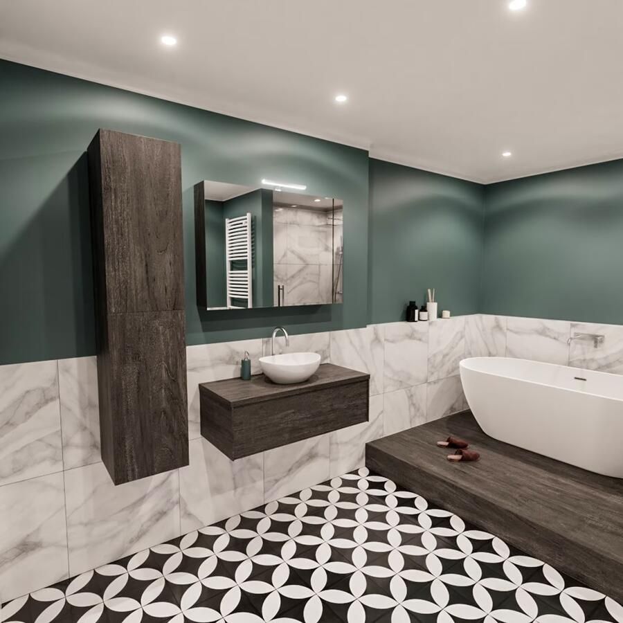 Zaro Lush onderkast met topblad 100cm in kleur DARK BROWN met 1 lades Push tot open geschikt voor gecentreerde wastafel. Met ovale keramische opzetkom met 1 kraangat(en) in het topblad - Foto 3