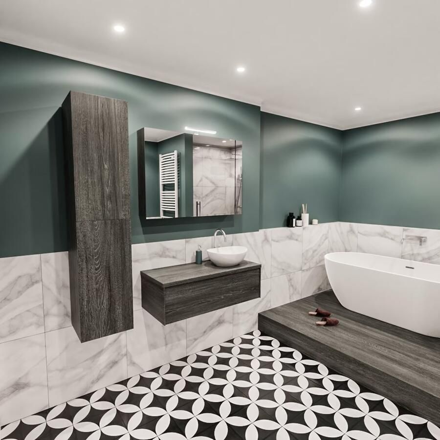 Zaro Lush onderkast met topblad 100cm in kleur ANTRACITE met 1 lades Push tot open geschikt voor rechtse wastafel. Met ovale keramische opzetkom met 1 kraangat(en) in het topblad - Foto 3