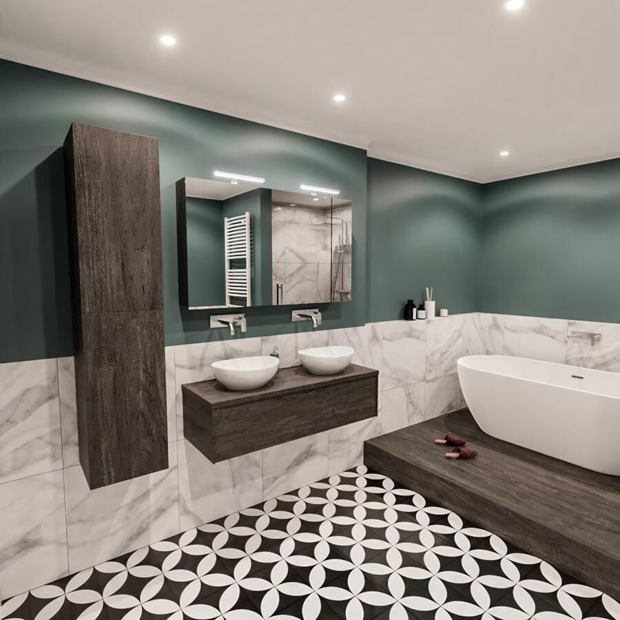 Zaro Lush onderkast met topblad 120cm in kleur DARK BROWN met 1 lades Push tot open geschikt voor dubbele wastafel. Met ovale keramische opzetkom met 0 kraangat(en) in het topblad - Foto 3