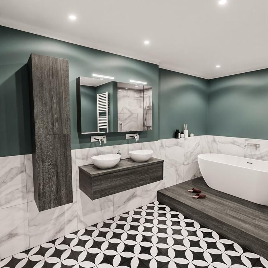 Zaro Lush onderkast met topblad 120cm in kleur ANTRACITE met 1 lades Push tot open geschikt voor dubbele wastafel. Met ovale keramische opzetkom met 0 kraangat(en) in het topblad - Foto 3