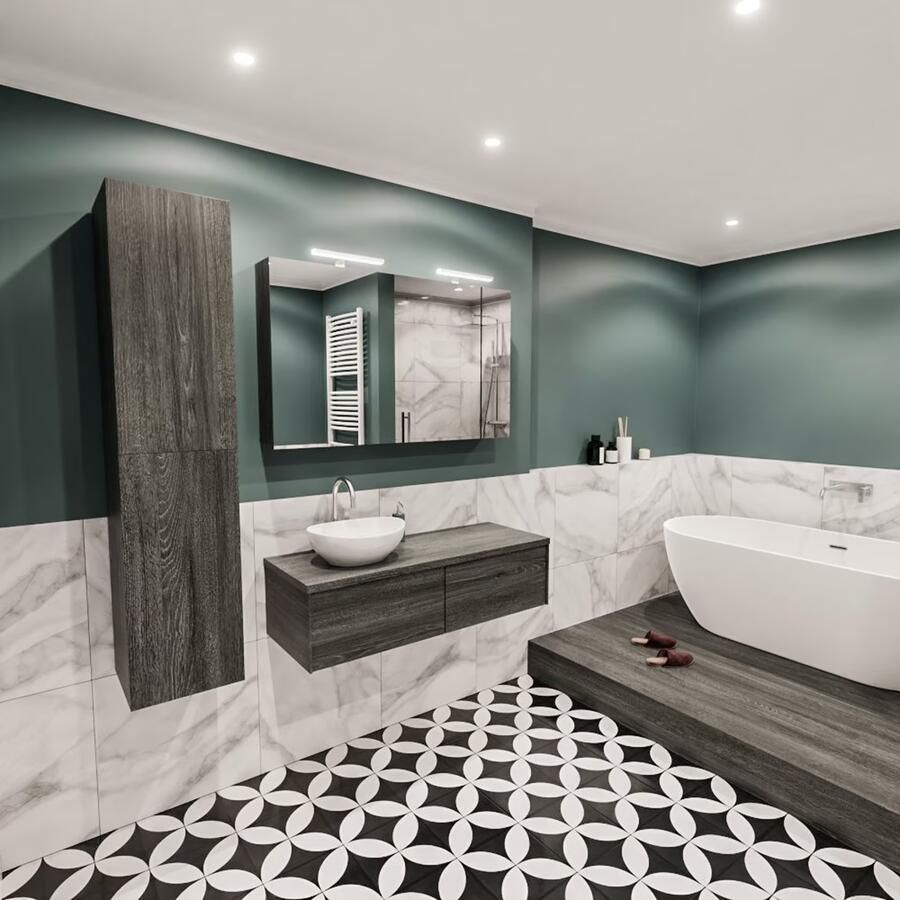 Zaro Lush onderkast met topblad 120cm in kleur ANTRACITE met 2 lades Push tot open geschikt voor linkse wastafel. Met ovale keramische opzetkom met 1 kraangat(en) in het topblad - Foto 3