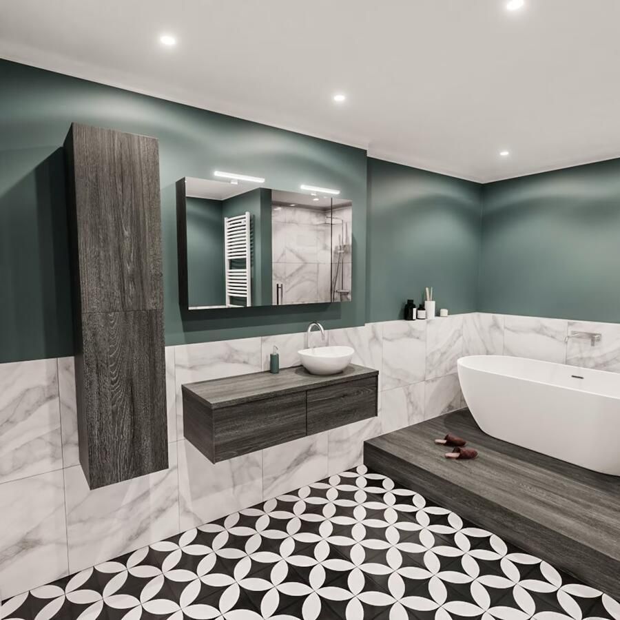 Zaro Lush onderkast met topblad 120cm in kleur ANTRACITE met 2 lades Push tot open geschikt voor rechtse wastafel. Met ovale keramische opzetkom met 1 kraangat(en) in het topblad - Foto 3