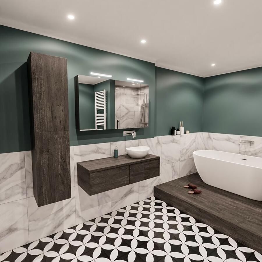 Zaro Lush onderkast met topblad 120cm in kleur DARK BROWN met 2 lades Push tot open geschikt voor rechtse wastafel. Met ovale keramische opzetkom met 0 kraangat(en) in het topblad - Foto 3