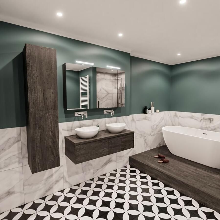 Zaro Lush onderkast met topblad 120cm in kleur DARK BROWN met 2 lades Push tot open geschikt voor dubbele wastafel. Met ovale keramische opzetkom met 0 kraangat(en) in het topblad - Foto 4