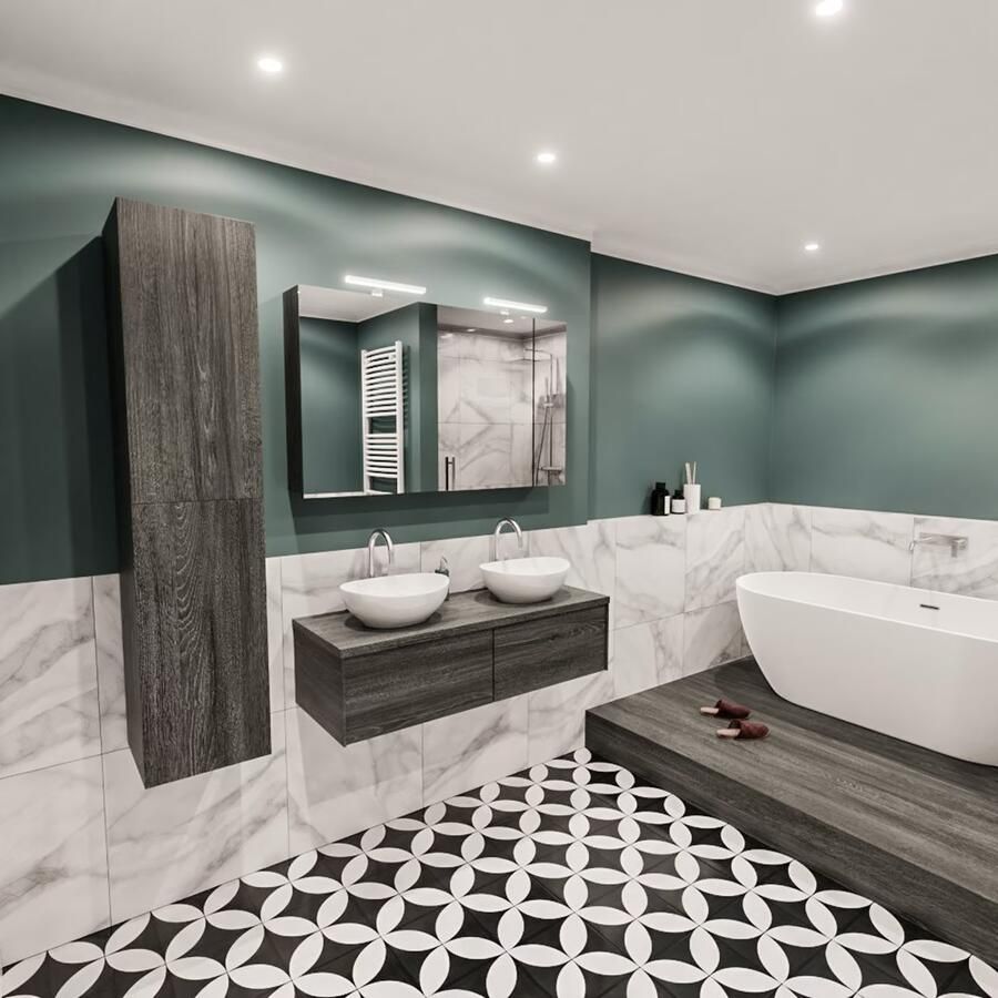 Zaro Lush onderkast met topblad 120cm in kleur ANTRACITE met 2 lades Push tot open geschikt voor dubbele wastafel. Met ovale keramische opzetkom met 2 kraangat(en) in het topblad - Foto 3