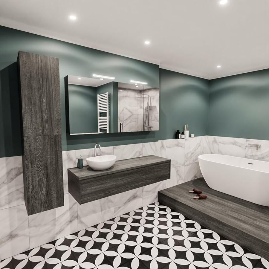 Zaro Lush onderkast met topblad 150cm in kleur ANTRACITE met 1 lades Push tot open geschikt voor linkse wastafel. Met ovale keramische opzetkom met 1 kraangat(en) in het topblad - Foto 2