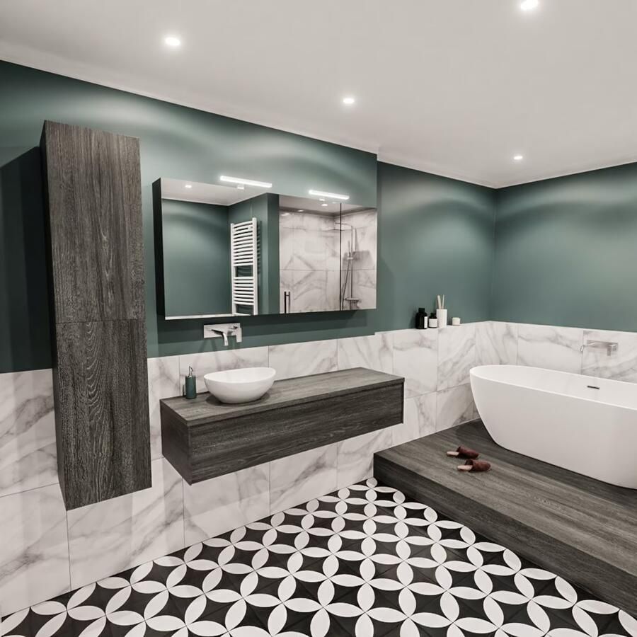 Zaro Lush onderkast met topblad 150cm in kleur ANTRACITE met 1 lades Push tot open geschikt voor linkse wastafel. Met ovale keramische opzetkom met 0 kraangat(en) in het topblad - Foto 2