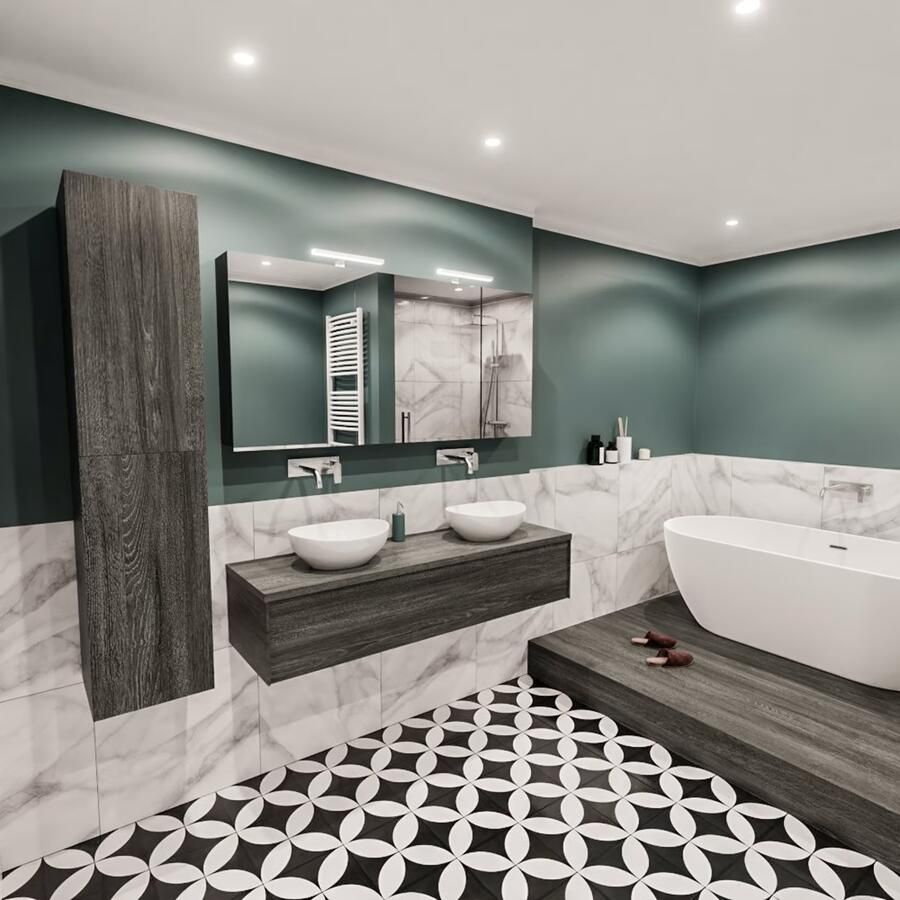 Zaro Lush onderkast met topblad 150cm in kleur ANTRACITE met 1 lades Push tot open geschikt voor dubbele wastafel. Met ovale keramische opzetkom met 0 kraangat(en) in het topblad - Foto 3