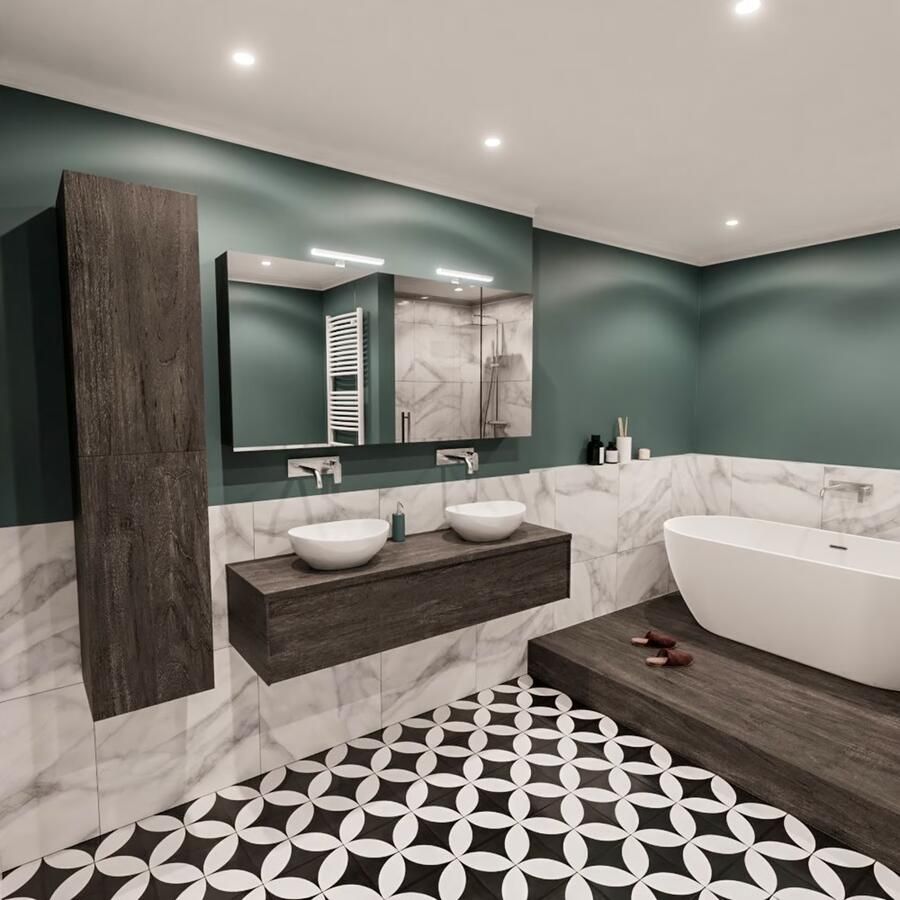 Zaro Lush onderkast met topblad 150cm in kleur DARK BROWN met 1 lades Push tot open geschikt voor dubbele wastafel. Met ovale keramische opzetkom met 0 kraangat(en) in het topblad - Foto 2