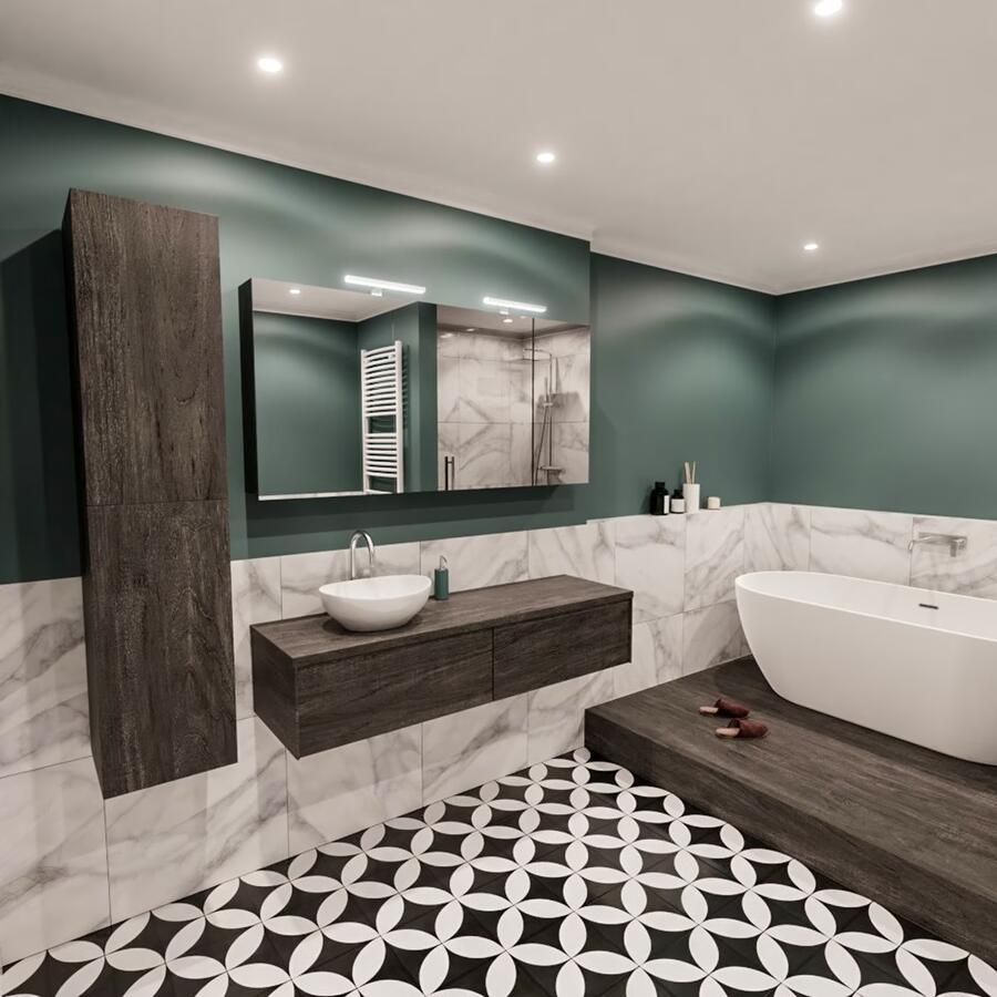 Zaro Lush onderkast met topblad 150cm in kleur DARK BROWN met 2 lades Push tot open geschikt voor linkse wastafel. Met ovale keramische opzetkom met 1 kraangat(en) in het topblad - Foto 2