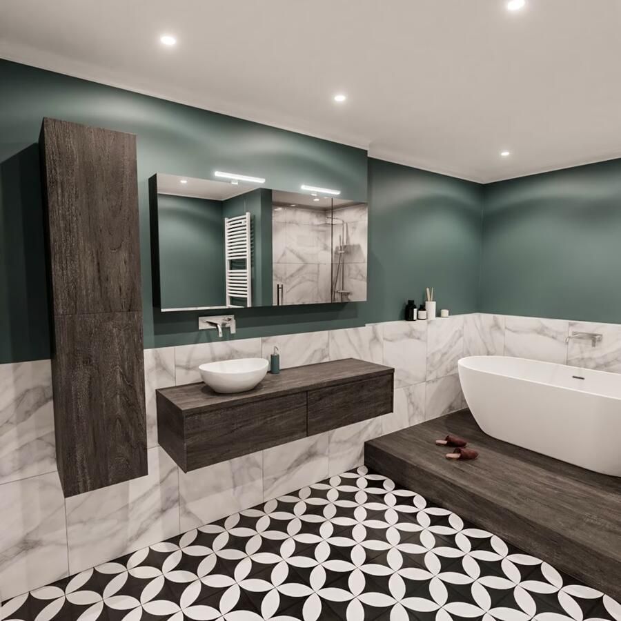 Zaro Lush onderkast met topblad 150cm in kleur DARK BROWN met 2 lades Push tot open geschikt voor linkse wastafel. Met ovale keramische opzetkom met 0 kraangat(en) in het topblad - Foto 3