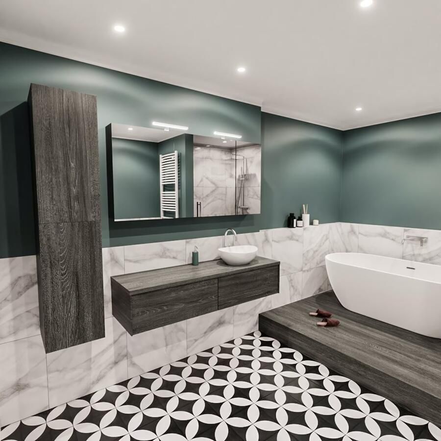 Zaro Lush onderkast met topblad 150cm in kleur ANTRACITE met 2 lades Push tot open geschikt voor rechtse wastafel. Met ovale keramische opzetkom met 1 kraangat(en) in het topblad - Foto 2