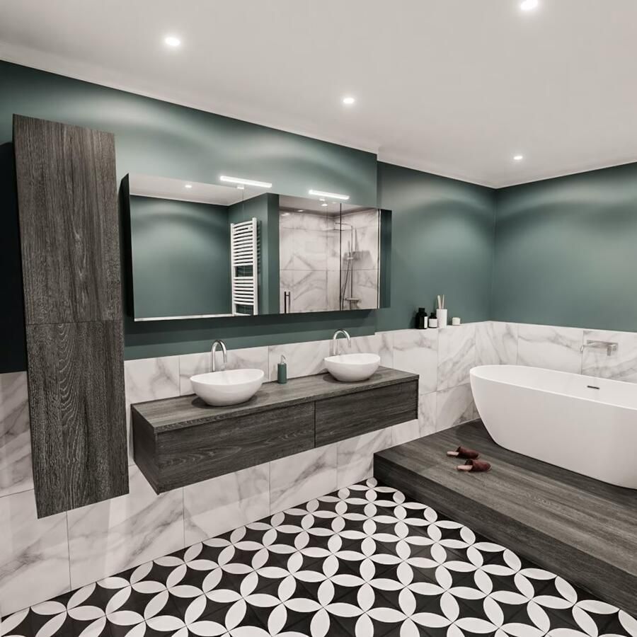 Zaro Lush onderkast met topblad 180cm in kleur ANTRACITE met 2 lades Push tot open geschikt voor dubbele wastafel. Met ovale keramische opzetkom met 2 kraangat(en) in het topblad - Foto 2