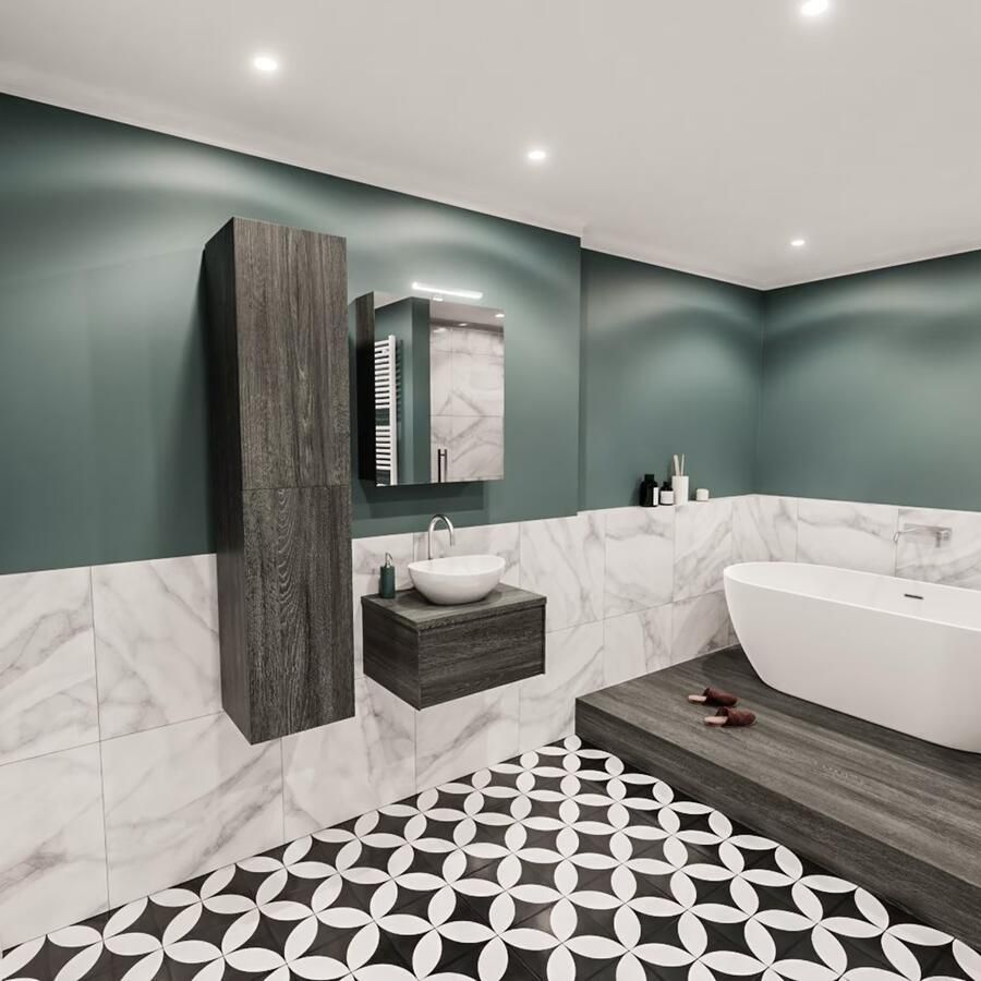 Zaro Lush onderkast met 30mm massief topblad 60cm in kleur ANTRACITE met 1 lades Push tot open geschikt voor gecentreerde wastafel. Met ovale keramische opzetkom met 1 kraangat(en) in het topblad - Foto 2