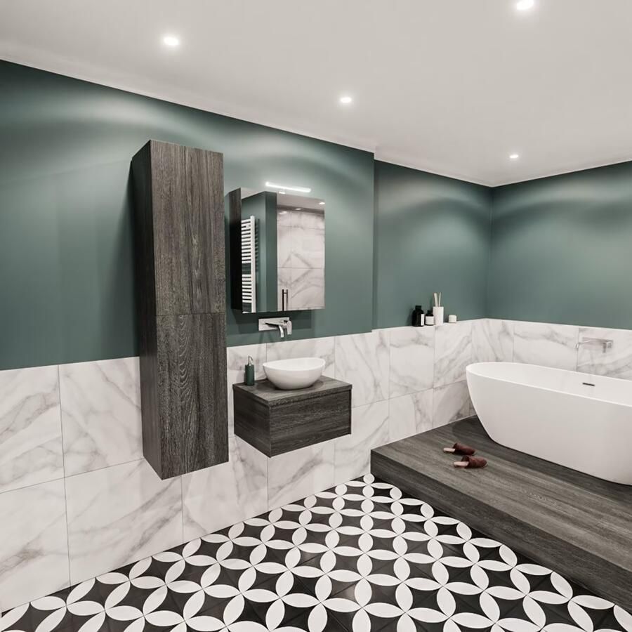 Zaro Lush onderkast met topblad 60cm in kleur ANTRACITE met 1 lades Push tot open geschikt voor gecentreerde wastafel. Met ovale keramische opzetkom met 0 kraangat(en) in het topblad - Foto 3