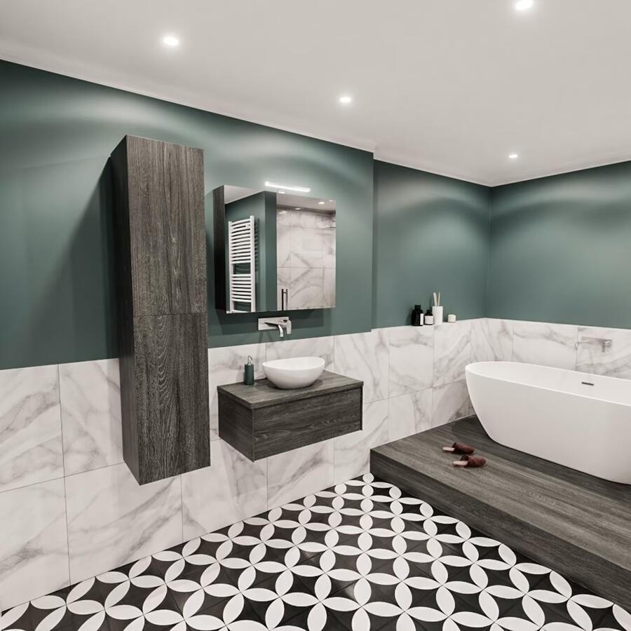 Zaro Lush onderkast met topblad 80cm in kleur ANTRACITE met 1 lades Push tot open geschikt voor gecentreerde wastafel. Met ovale keramische opzetkom met 0 kraangat(en) in het topblad - Foto 3