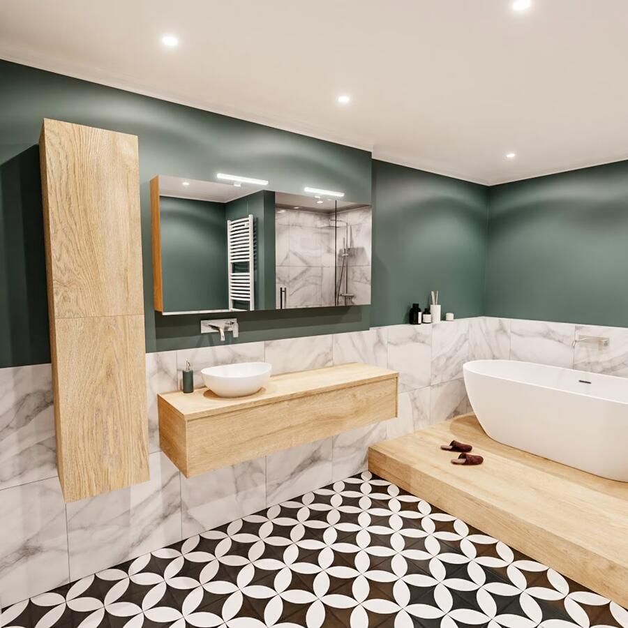 Zaro Lush onderkast met topblad 150cm in kleur WASHED OAK met 1 lades Push tot open geschikt voor linkse wastafel. Met ovale keramische opzetkom met 0 kraangat(en) in het topblad - Foto 3