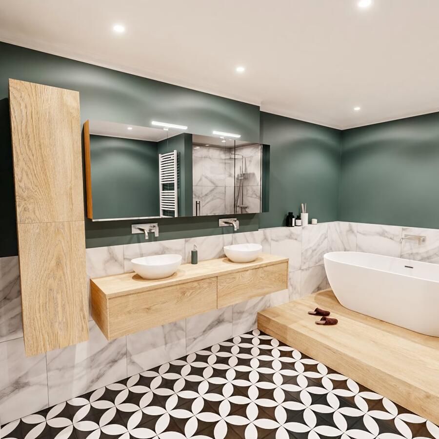 Zaro Lush onderkast met topblad 180cm in kleur WASHED OAK met 2 lades Push tot open geschikt voor dubbele wastafel. Met ovale keramische opzetkom met 0 kraangat(en) in het topblad - Foto 3