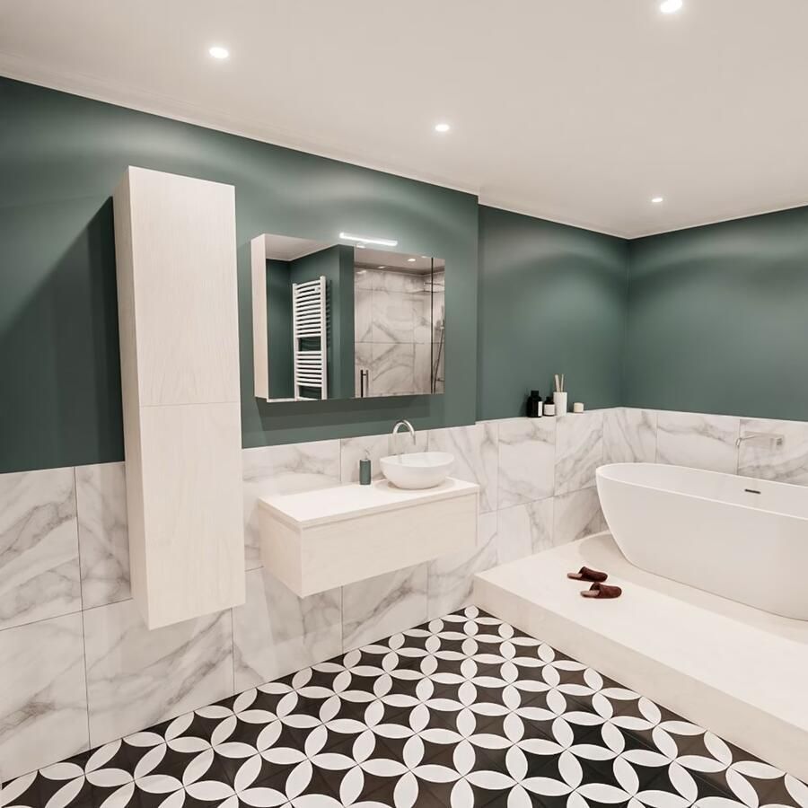 Zaro Lush onderkast met topblad 100cm in kleur UNDERLAYMENT met 1 lades Push tot open geschikt voor rechtse wastafel. Met ovale keramische opzetkom met 1 kraangat(en) in het topblad - Foto 3