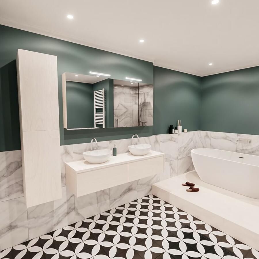 Zaro Lush onderkast met topblad 150cm in kleur UNDERLAYMENT met 2 lades Push tot open geschikt voor dubbele wastafel. Met ovale keramische opzetkom met 2 kraangat(en) in het topblad - Foto 2