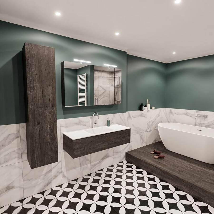 Zaro Lush onderkast 120cm in kleur DARK BROWN met 1 lade Push tot open geschikt voor gecentreerde wastafel. Compleet met solid surface wastafel cloud M35162met 1 kraangat(en) - Foto 3