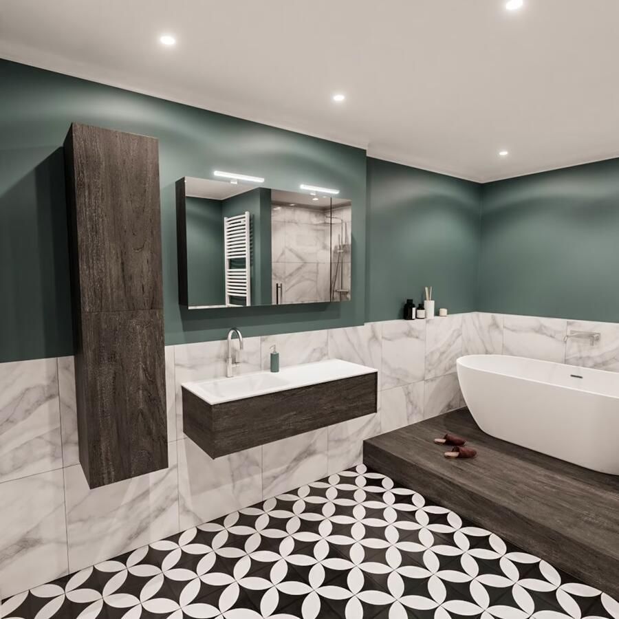 Zaro Lush onderkast 120cm in kleur DARK BROWN met 1 lade Push tot open geschikt voor linkse wastafel. Compleet met solid surface wastafel cloud M35163met 1 kraangat(en) - Foto 3