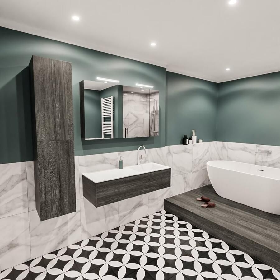 Zaro Lush onderkast 120cm in kleur ANTRACITE met 1 lade Push tot open geschikt voor rechtse wastafel. Compleet met solid surface wastafel cloud M35164met 1 kraangat(en) - Foto 3