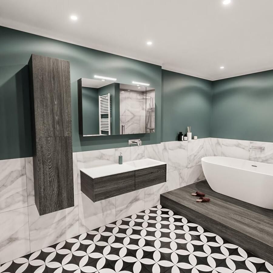 Zaro Lush onderkast 120cm in kleur ANTRACITE met 2 lades Push tot open geschikt voor rechtse wastafel. Compleet met solid surface wastafel cloud M35164met 0 kraangat(en) - Foto 3