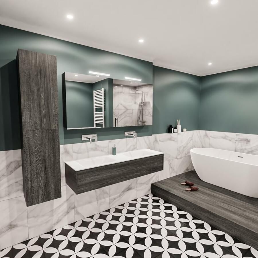 Zaro Lush onderkast 150cm in kleur ANTRACITE met 1 lade Push tot open geschikt voor dubbele wastafel. Compleet met solid surface wastafel cloud M35219met 0 kraangat(en) - Foto 3