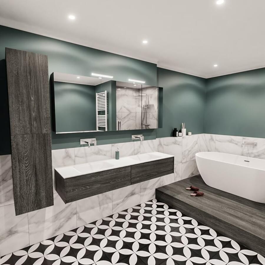 Zaro Lush onderkast 180cm in kleur ANTRACITE met 2 lades Push tot open geschikt voor dubbele wastafel. Compleet met solid surface wastafel cloud M63023met 0 kraangat(en) - Foto 3