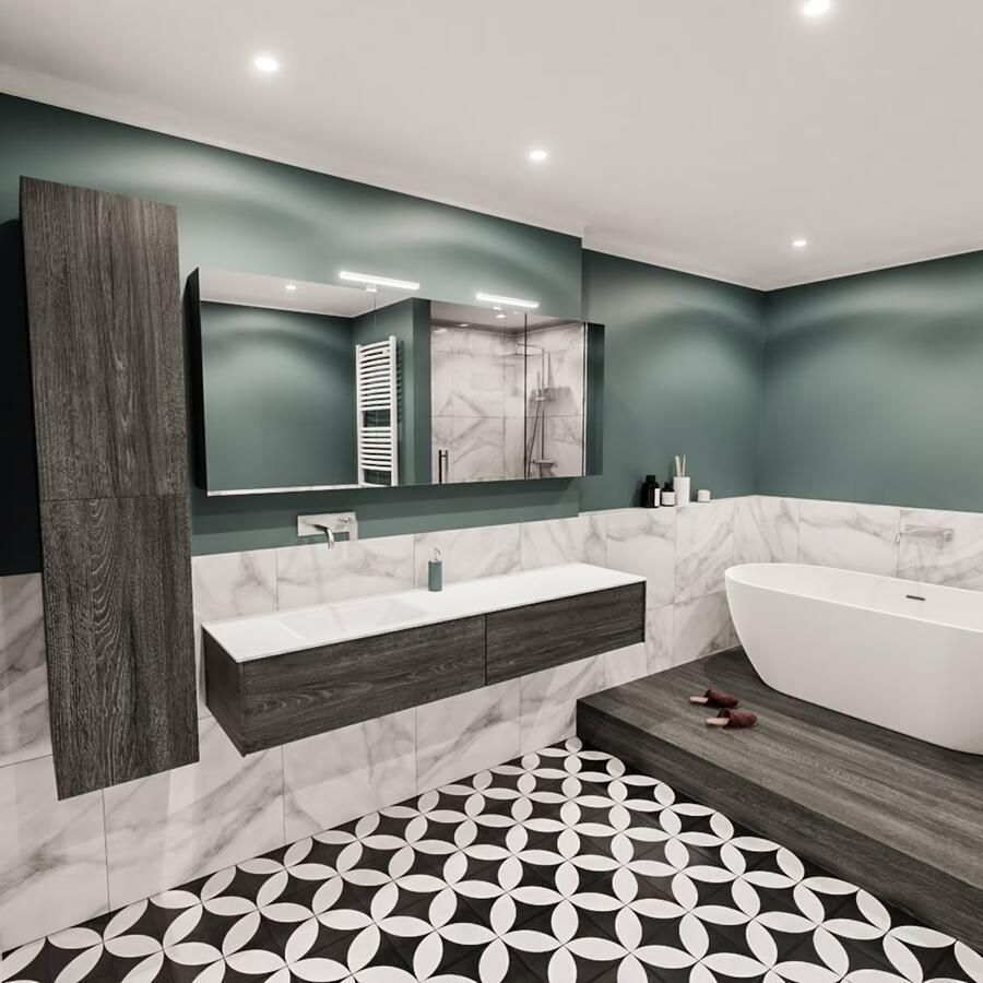 Zaro Lush onderkast 180cm in kleur ANTRACITE met 2 lades Push tot open geschikt voor linkse wastafel. Compleet met solid surface wastafel cloud M63021met 0 kraangat(en) - Foto 3