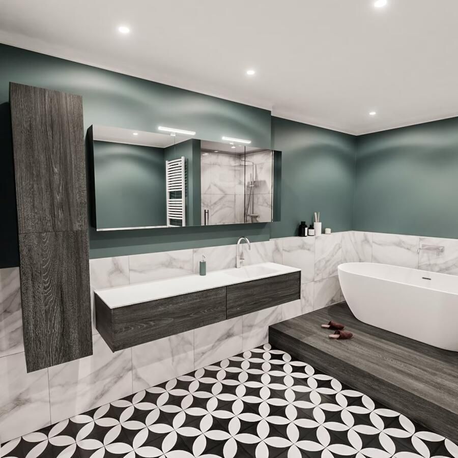 Zaro Lush onderkast 180cm in kleur ANTRACITE met 2 lades Push tot open geschikt voor rechtse wastafel. Compleet met solid surface wastafel cloud M63022met 1 kraangat(en) - Foto 2