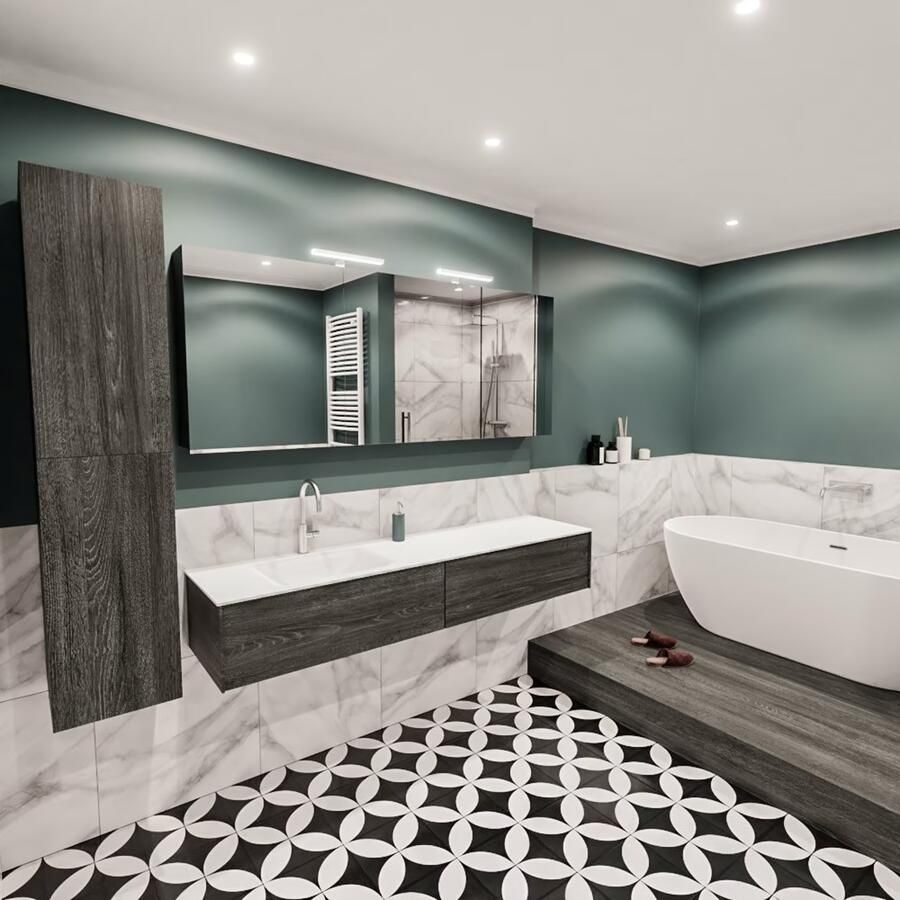 Zaro Lush onderkast 180cm in kleur ANTRACITE met 2 lades Push tot open geschikt voor linkse wastafel. Compleet met solid surface wastafel cloud M63021met 1 kraangat(en) - Foto 3