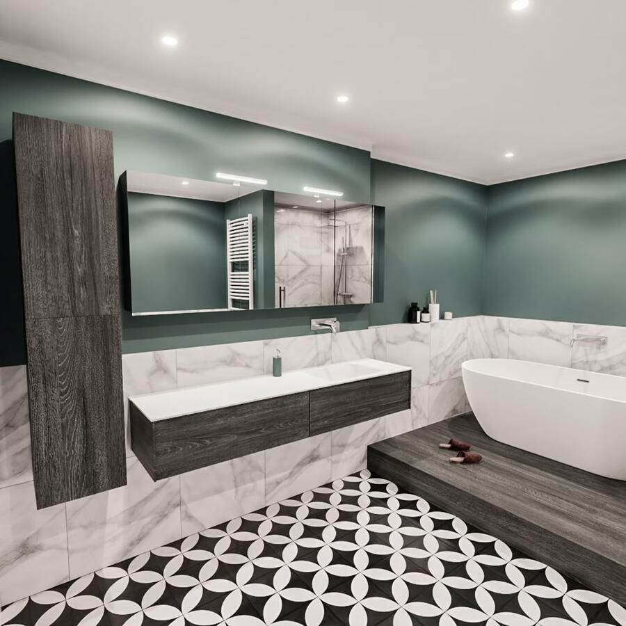 Zaro Lush onderkast 180cm in kleur ANTRACITE met 2 lades Push tot open geschikt voor rechtse wastafel. Compleet met solid surface wastafel cloud M63022met 0 kraangat(en) - Foto 3