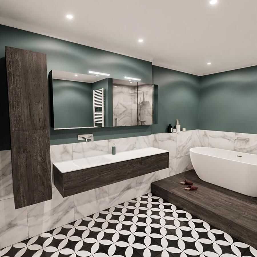 Zaro Lush onderkast 180cm in kleur DARK BROWN met 2 lades Push tot open geschikt voor linkse wastafel. Compleet met solid surface wastafel cloud M63021met 0 kraangat(en) - Foto 3