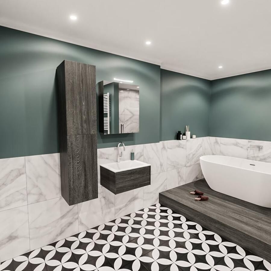 Zaro Lush onderkast 60cm in kleur ANTRACITE met 1 lade Push tot open geschikt voor gecentreerde wastafel. Compleet met solid surface wastafel cloud M35111met 1 kraangat(en) - Foto 3