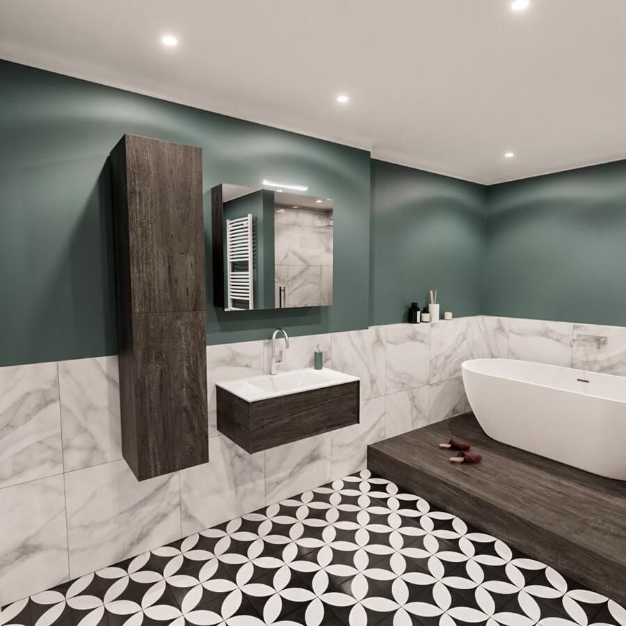 Zaro Lush onderkast 80cm in kleur DARK BROWN met 1 lade Push tot open geschikt voor gecentreerde wastafel. Compleet met solid surface wastafel cloud M35117met 1 kraangat(en) - Foto 3