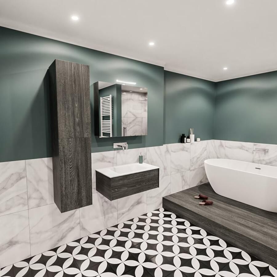 Zaro Lush onderkast 80cm in kleur ANTRACITE met 1 lade Push tot open geschikt voor gecentreerde wastafel. Compleet met solid surface wastafel cloud M35117met 0 kraangat(en) - Foto 3